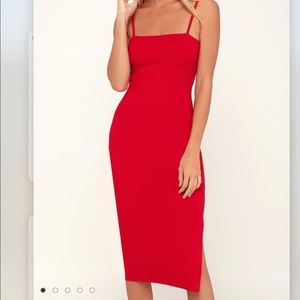 Lulu red body con midi dress size small NWT